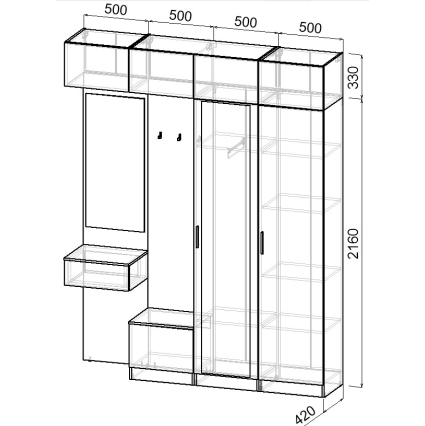 Набор мебели для прихожей "Марсель-211" МР 01-211 В2490 Ш2000 Г420 (ЛДСП Дуб крафт золотой) Набор мебели для прихожей "Марсель-211" МР 01-211 В2490 Ш2000 Г420 (ЛДСП Дуб крафт золотой)